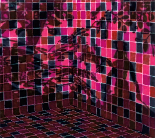 ≪Untitled≫ / Avery Singer 鮮やかなタイルに植物などの影が映り込んだペインティング