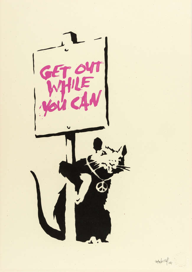 banksy getoutwhileyoucan